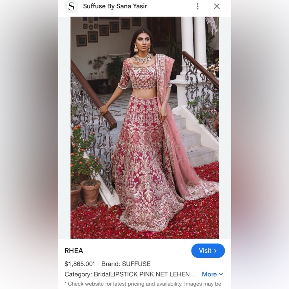 Elegant Pink/red Embroidered Women's Dress. Indian/pakistani Suffusebysanayasir